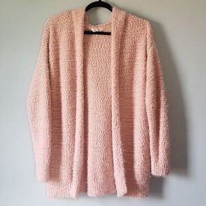 MUDD BLUSH OPEN FRONT FUZZY CARDIGAN LARGE